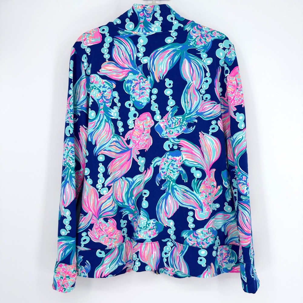 Lilly Pulitzer Full Zip Jacket XL Bright Colorful Koi Fish Print Vacation Summer - Picture 11 of 16